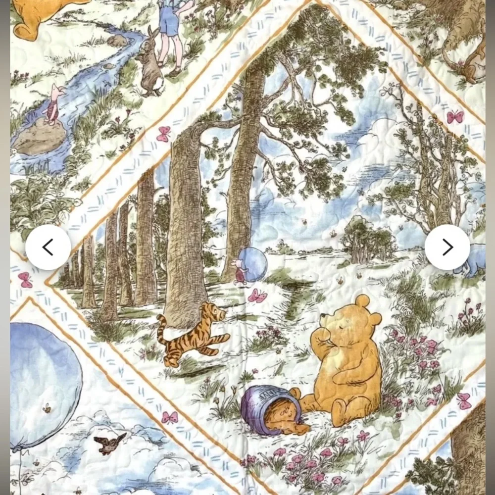 RARE Vintage Winnie the Pooh Shower Curtain Piglet Roo Eeyore Christopher Robin